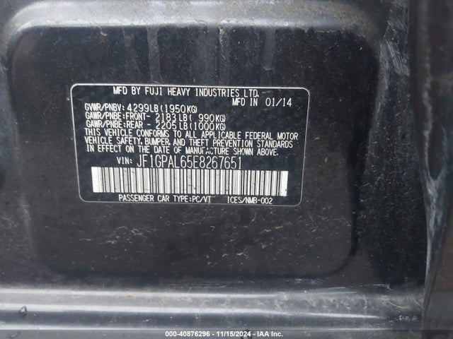 JF1GPAL65E8267651 Subaru Impreza 2.0i Sport Premium
