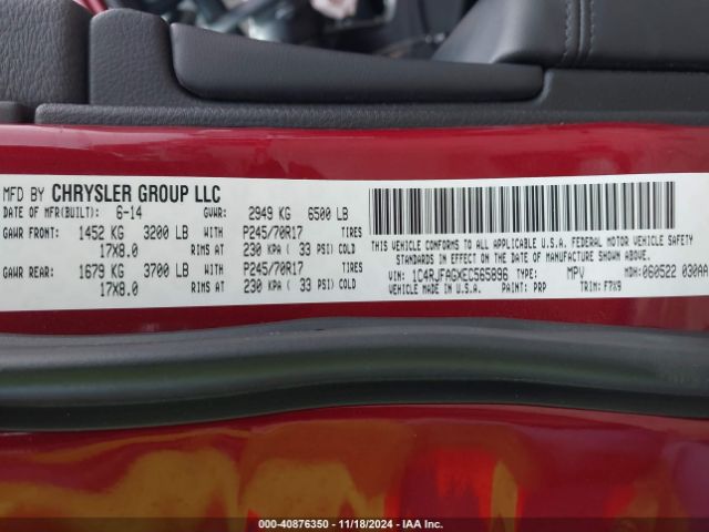 1C4RJFAGXEC565896 Jeep Grand Cherokee Laredo