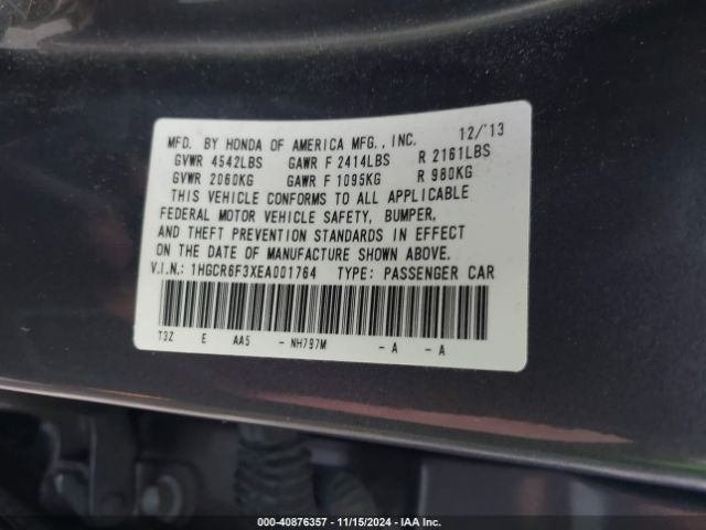 1HGCR6F3XEA001764 Honda ACCORD HYBRID