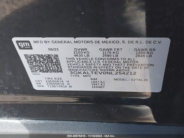 3GKALTEV0NL254212 GMC Terrain Awd Sle