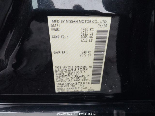 1N4AL3AP0EN372656 Nissan Altima 2.5 S