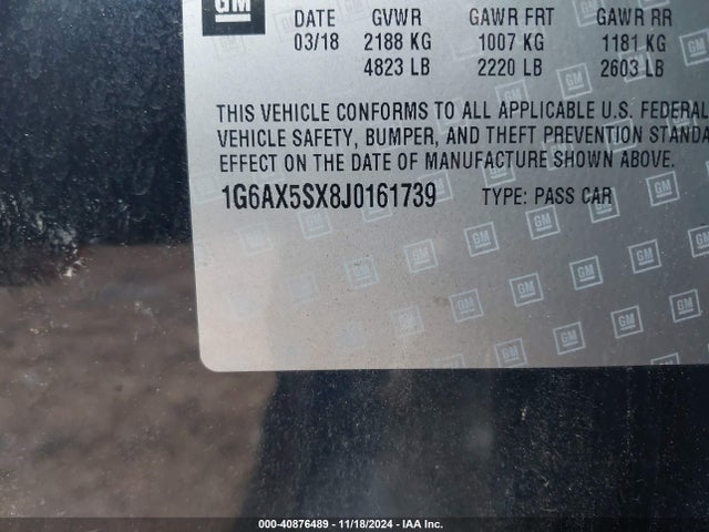 2018 CADILLAC CTS 1G6AX5SX8J0161739 Photo 8