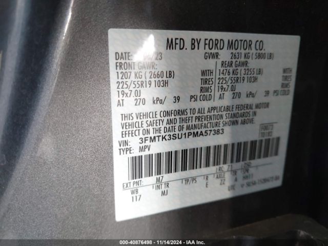 3FMTK3SU1PMA57383 Ford Mustang Mach-e Premium