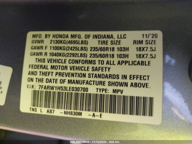 2020 HONDA CR-V 7FARW1H53LE030700 Photo 8