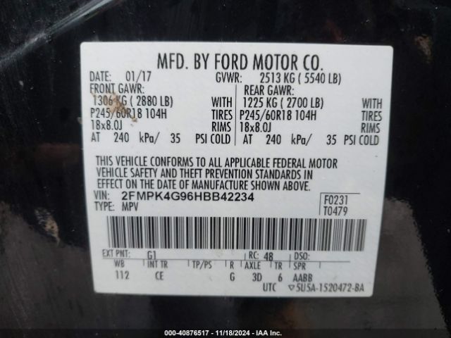 2FMPK4G96HBB42234 Ford EDGE SE
