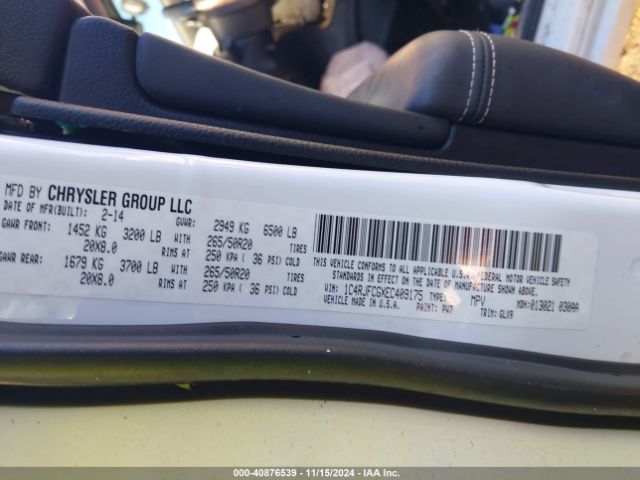 1C4RJFCGXEC409175 Jeep Grand Cherokee Overland