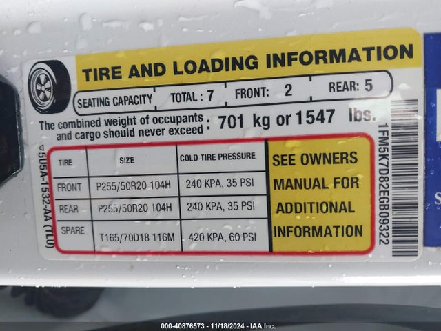 Ford EXPLORER XLT 2014 1FM5K7D82EGB09322 Image 9