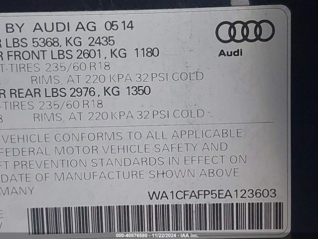 WA1CFAFP5EA123603 Audi Q5 2.0t Premium