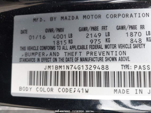 JM1BM1N74G1329488 Mazda Mazda3 I Grand Touring