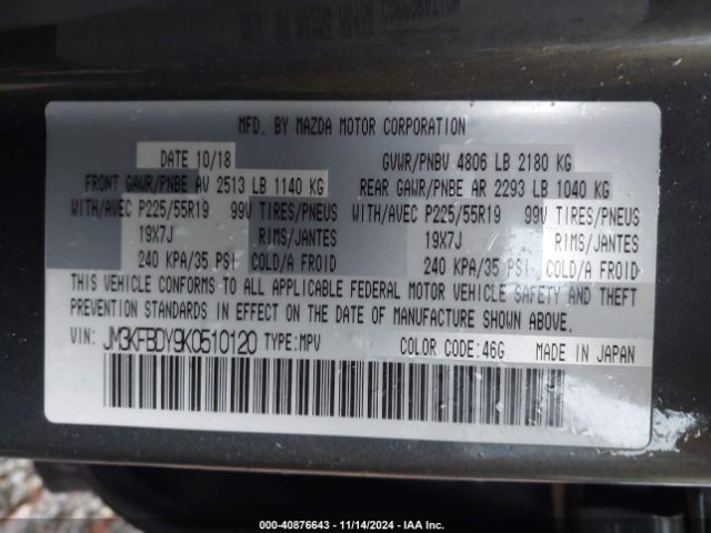 JM3KFBDY9K0510120 Mazda Cx-5 Grand Touring Reserve