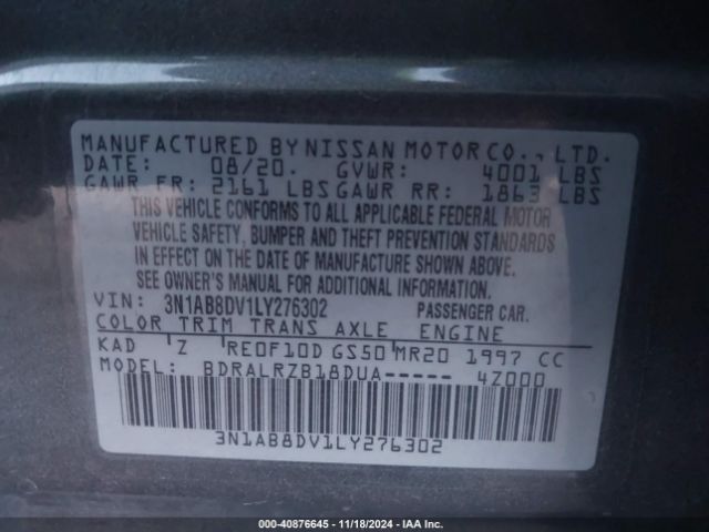 3N1AB8DV1LY276302 Nissan Sentra Sr Xtronic Cvt