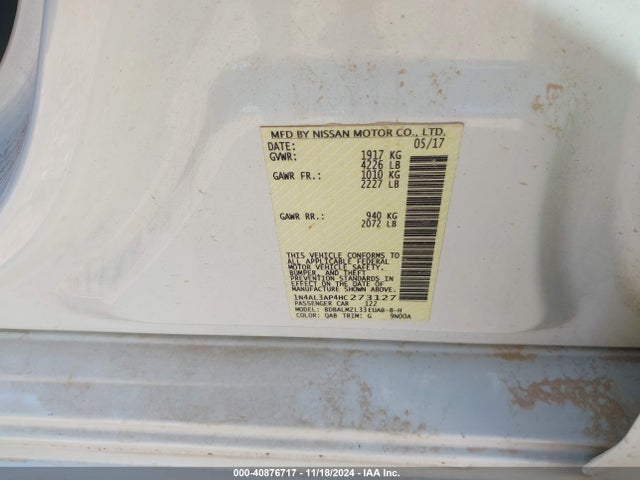 Nissan Altima 2.5 Sv 2017 1N4AL3AP4HC273127 Image 9