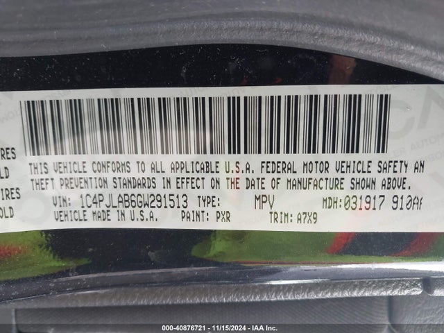 1C4PJLAB6GW291513 Jeep Cherokee Sport