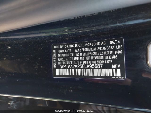 WP1AA2A25ELA95687 Porsche Cayenne Platinum Edition