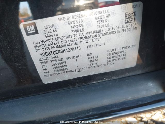 1GCGTCEN8H1228118 Chevrolet Colorado Lt