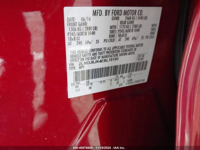 2LMDJ6JK4EBL15150 Lincoln MKX