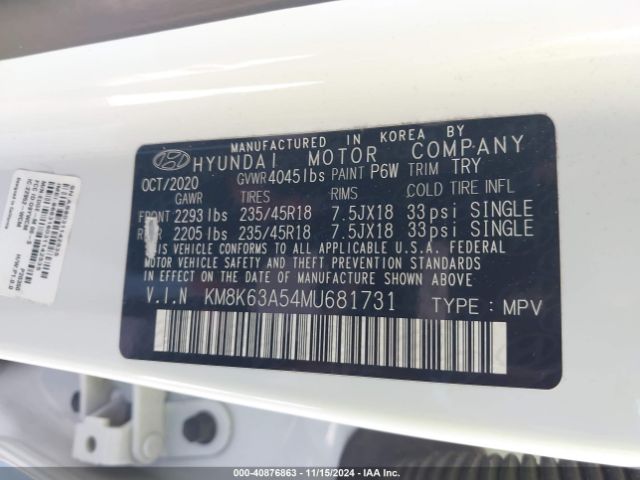 KM8K63A54MU681731 Hyundai Kona Night