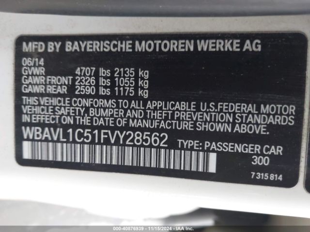 WBAVL1C51FVY28562 BMW X1 Xdrive28i