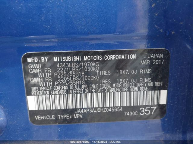 2017 MITSUBISHI OUTLANDER SPORT JA4AP3AU0HZ045654 Photo 8