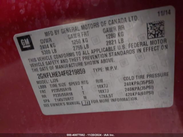 2GNFLHE34F6219859 Chevrolet Equinox Ltz