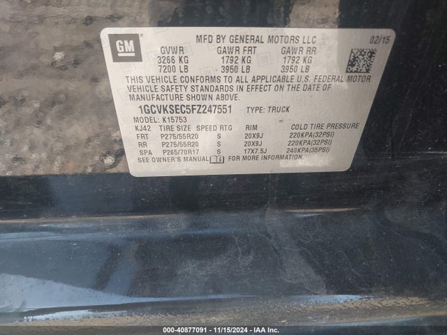 1GCVKSEC5FZ247551 Chevrolet Silverado 1500 2lz