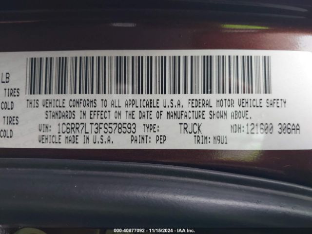 1C6RR7LT3FS578593 RAM 1500 Outdoorsman