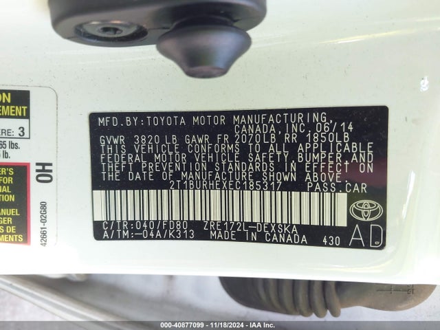 Toyota Corolla S Plus 2014 2T1BURHEXEC185317 Image 9