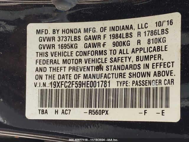 19XFC2F59HE001781 Honda Civic Lx