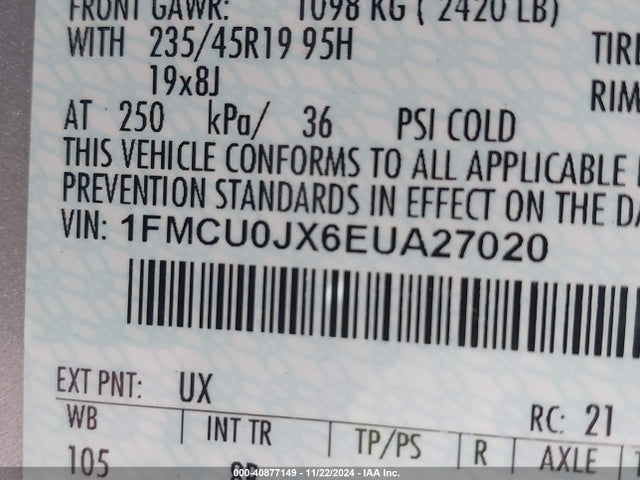 Ford Escape Titanium 2014 1FMCU0JX6EUA27020 Image 9