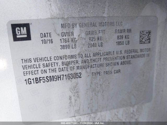 1G1BF5SM9H7163052 Chevrolet Cruze Premier Auto