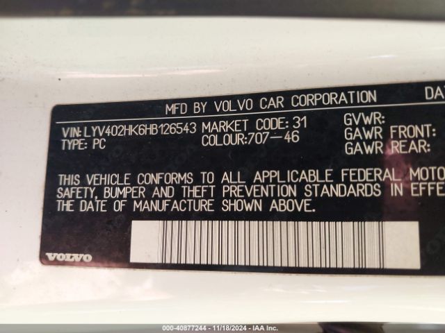 LYV402HK6HB126543 Volvo S60 Inscription T5