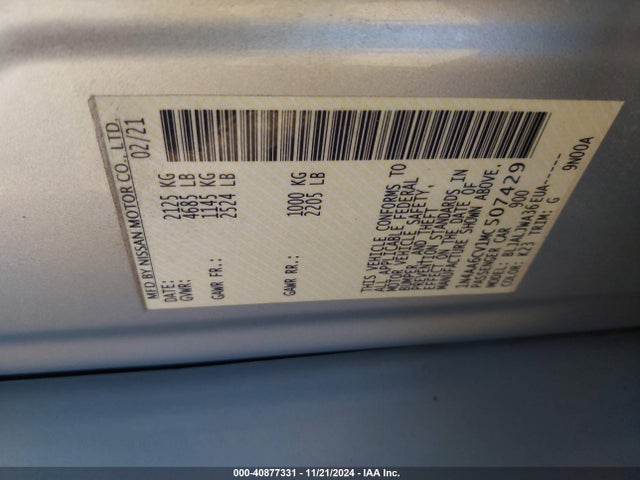 Nissan Maxima Sv Xtronic Cvt 2021 1N4AA6CV1MC507429 Image 9