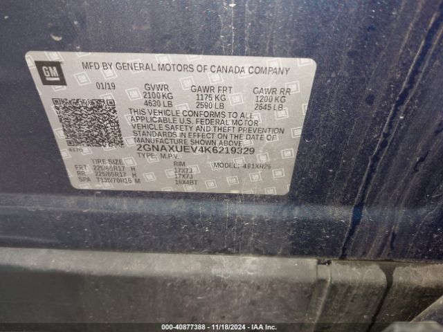 2GNAXUEV4K6219329 Chevrolet EQUINOX LT