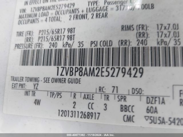 1ZVBP8AM2E5279429 Ford Mustang V6 Premium