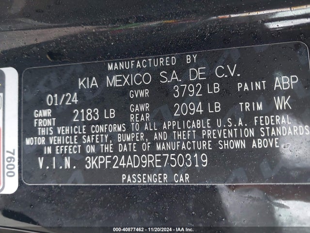 KIA FORTE LX 2024 3KPF24AD9RE750319 Image 9