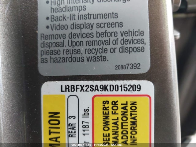 LRBFX2SA9KD015209 Buick Envision Awd Essence