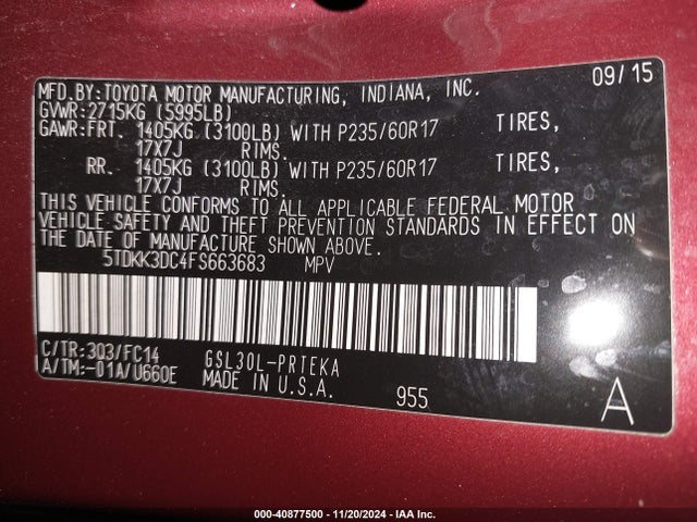 Toyota Sienna Le 8 Passenger 2015 5TDKK3DC4FS663683 Image 9