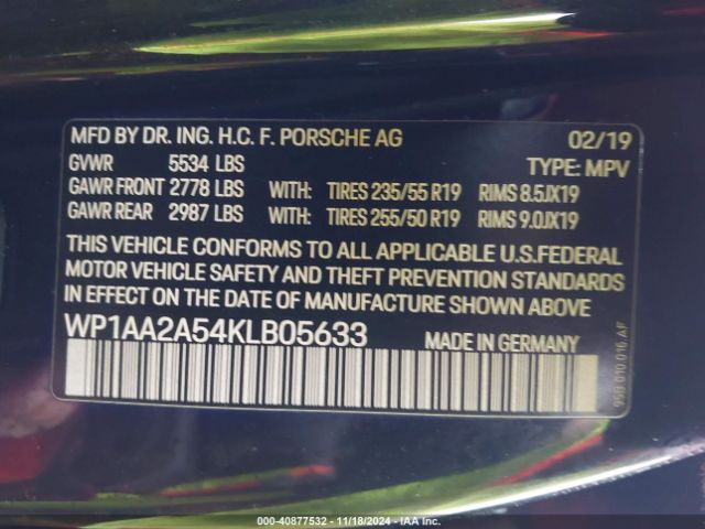 WP1AA2A54KLB05633 Porsche Macan