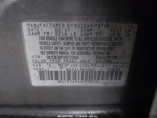 3N1CB7AP1HY270404 Nissan Sentra Sr Turbo