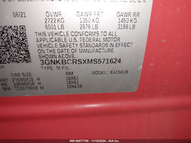 3GNKBCRSXMS571624 Chevrolet Blazer Fwd 2lt