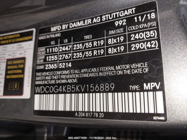 WDC0G4KB5KV156889 Mercedes-Benz Glc 300 4matic