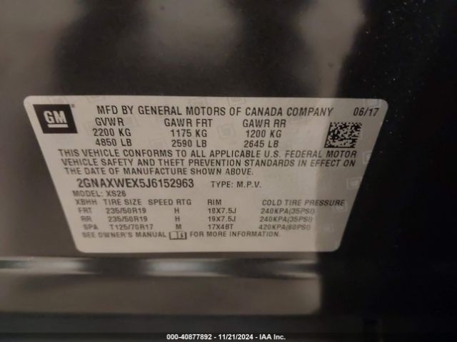 2GNAXWEX5J6152963 Chevrolet Equinox Premier