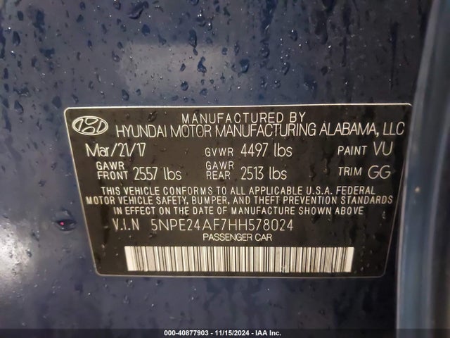 Hyundai SONATA SE 2017 5NPE24AF7HH578024 Image 9