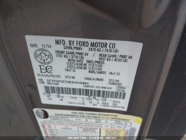 1FTFW1ET2EKG15291 Ford F-150 Fx4