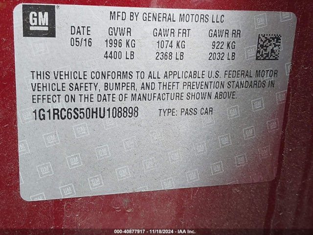 Chevrolet VOLT LT 2017 1G1RC6S50HU108898 Image 9