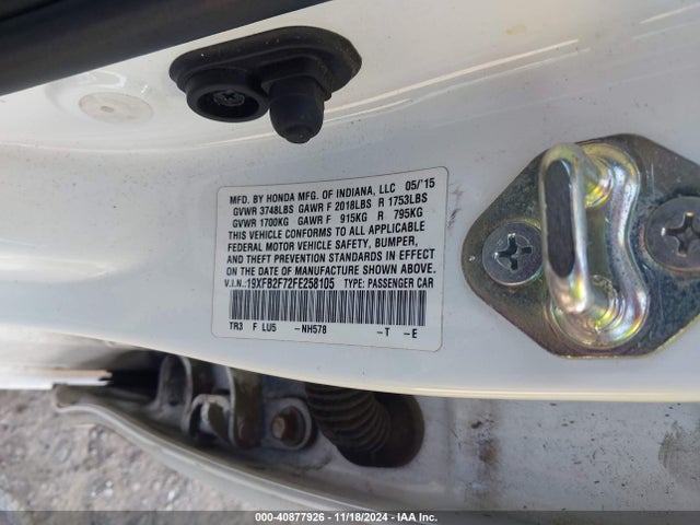 19XFB2F72FE258105 Honda CIVIC SE