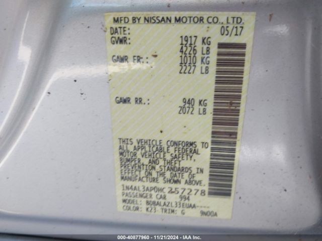 1N4AL3AP0HC257278 Nissan ALTIMA 2.5