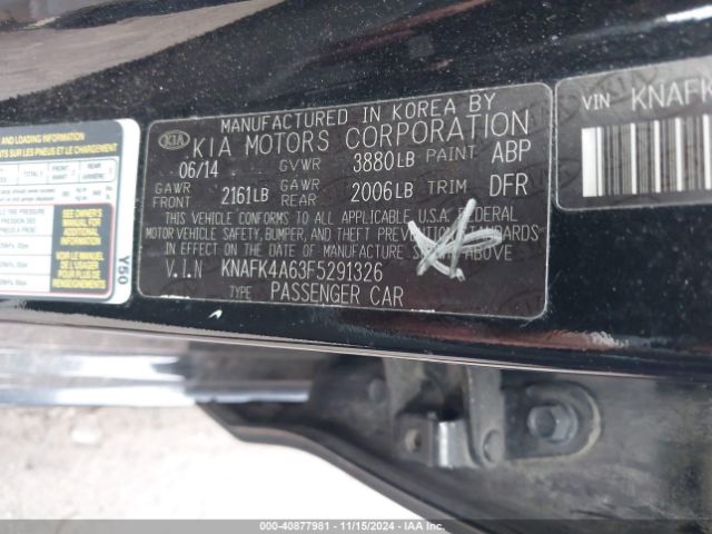 KNAFK4A63F5291326 KIA FORTE LX