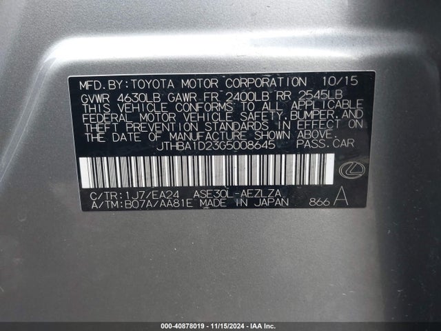 JTHBA1D23G5008645 Lexus IS 200T