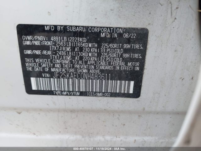 JF2SKAEC0NH483611 Subaru Forester Premium